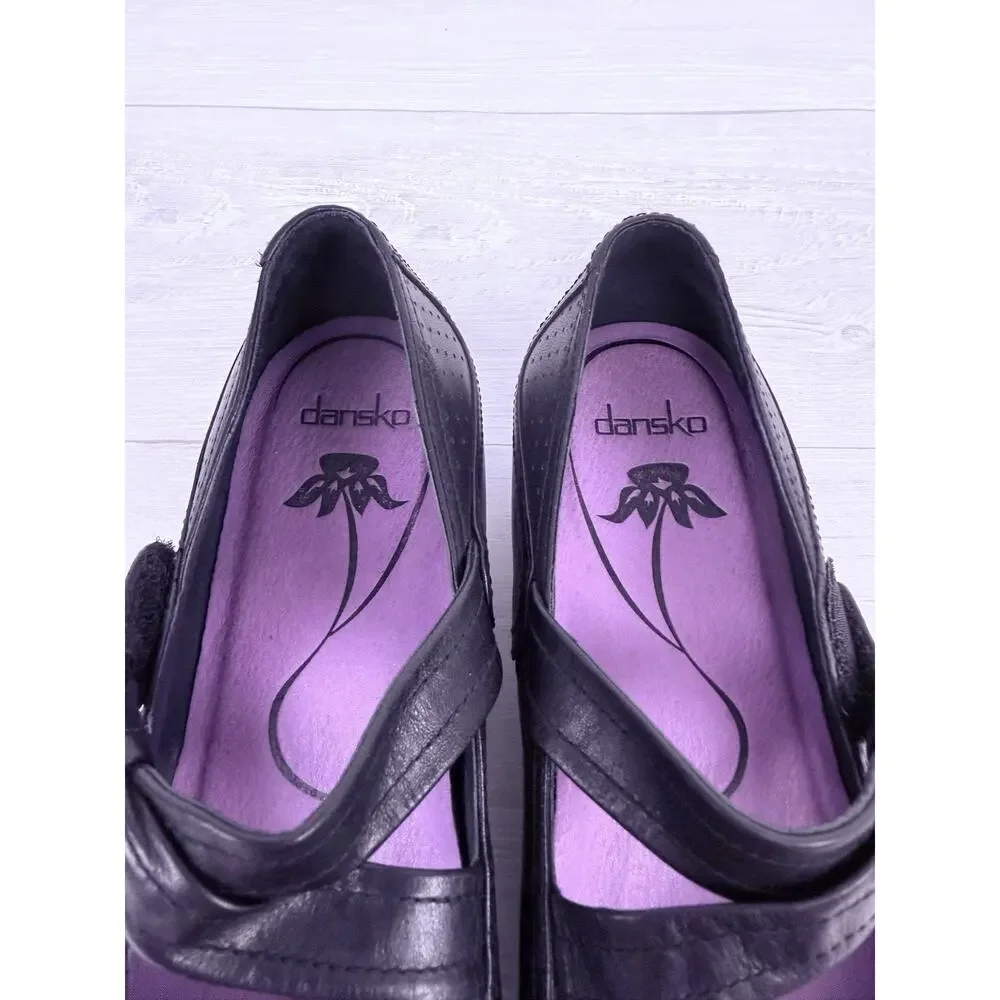 Dansko Diedra Black‎ Leather Mary Jane Shoes Womens US 8.5-9 Hook & Loop Comfort